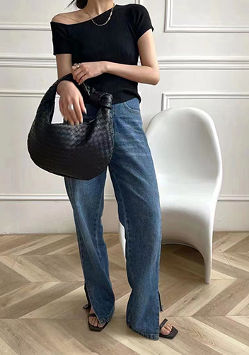 Dina Medium Knotted Intrecciato Vegan Leather Tote Black
