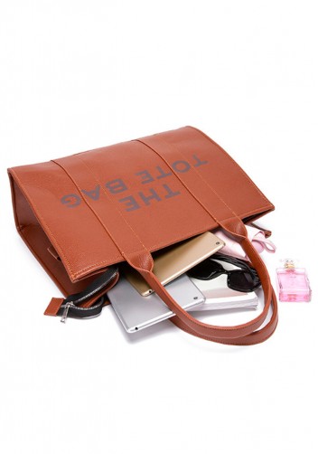 Tote Large Bag Vegan Leather Brown