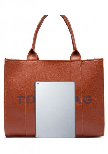 Tote Large Bag Vegan Leather Brown