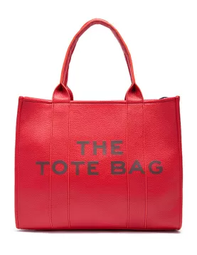Tote Large Bag Vegan Leather Red