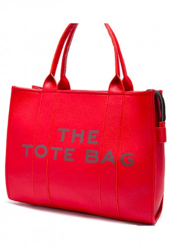 Tote Large Bag Vegan Leather Red