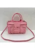 Mia Woven Pleated Leather 6 Squares Medium Tote Pink