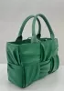 Mia Woven Pleated Leather 6 Squares Medium Tote Racing Green