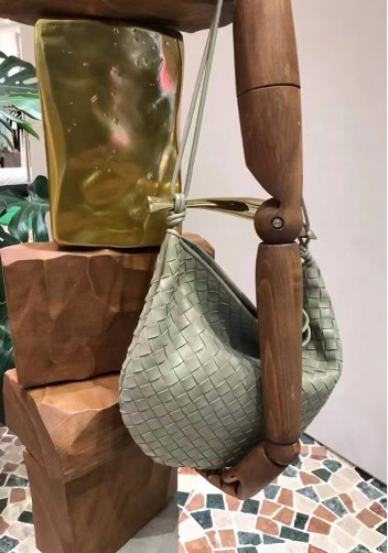 The Fish Handle Large Shoulder Bag Stone Green