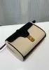 Shimanne Calfskin Canvas Shoulder Mini Bag Black