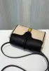Shimanne Calfskin Canvas Shoulder Mini Bag Black