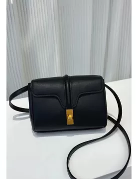 Shimanne Calfskin Shoulder Mini Bag Black