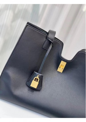 Shimanne Calfskin Shoulder Bag Tote Black
