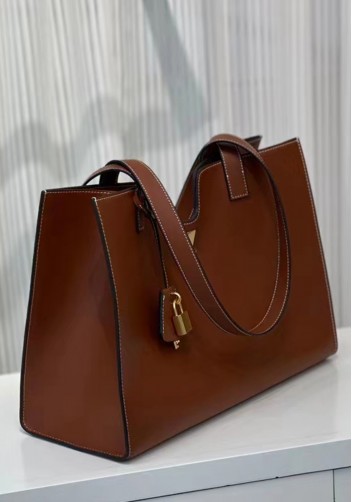Shimanne Calfskin Shoulder Bag Tote Camel