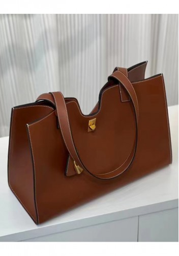 Shimanne Calfskin Shoulder Bag Tote Camel