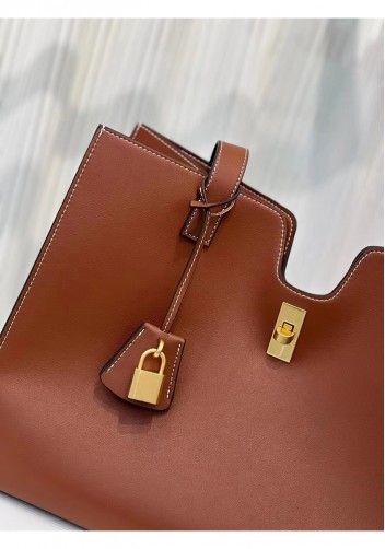 Shimanne Calfskin Shoulder Bag Tote Camel