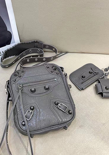 The Route 66 Brushed Leather Messenger Bag Grey