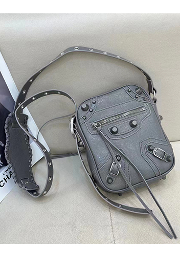 The Route 66 Brushed Leather Messenger Bag Grey