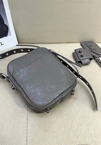 The Route 66 Brushed Leather Messenger Bag Grey