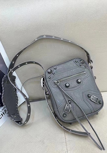 The Route 66 Brushed Leather Messenger Bag Grey
