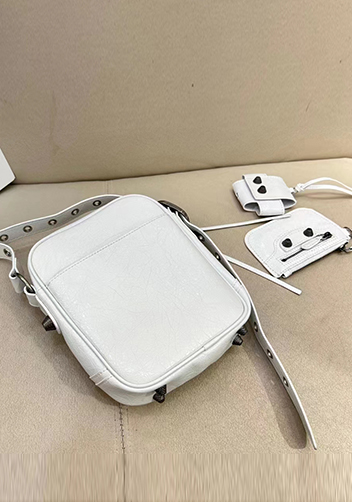The Route 66 Brushed Leather Messenger Bag White