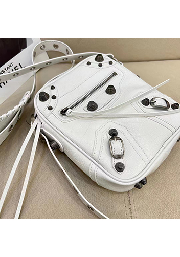 The Route 66 Brushed Leather Messenger Bag White