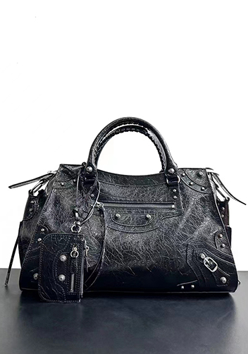 The Route 66 Brushed Leather Large Tote Black