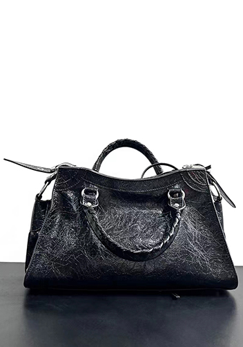 The Route 66 Brushed Leather Large Tote Black
