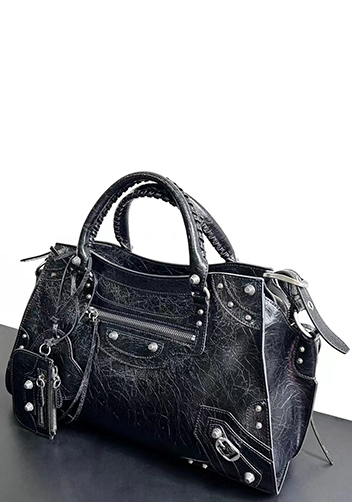The Route 66 Brushed Leather Large Tote Black
