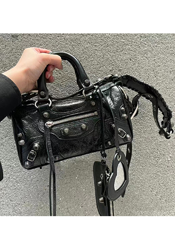 The Route 66 Brushed Leather Mini Bag Black
