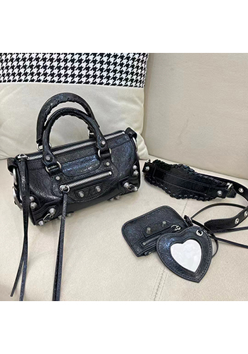 The Route 66 Brushed Leather Mini Bag Black