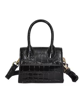 Small Is Beautiful Mini Bag Croc Vegan Leather Black