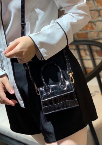 Small Is Beautiful Mini Bag Croc Vegan Leather Black