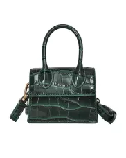 Small Is Beautiful Mini Bag Croc Vegan Leather Green