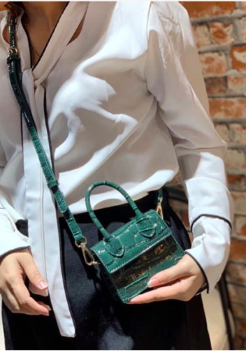 Small Is Beautiful Mini Bag Croc Vegan Leather Green