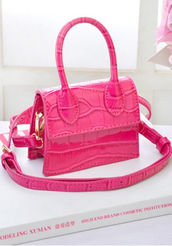 Small Is Beautiful Mini Bag Croc Vegan Leather Hot Pink