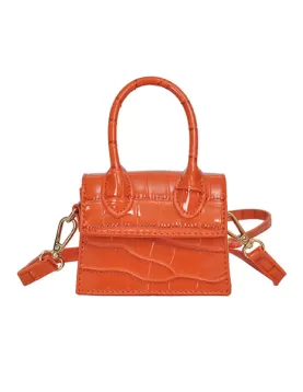 Small Is Beautiful Mini Bag Croc Vegan Leather Orange