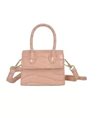 Small Is Beautiful Mini Bag Croc Vegan Leather Pink