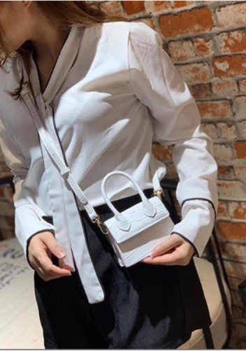 Small Is Beautiful Mini Bag Croc Vegan Leather White