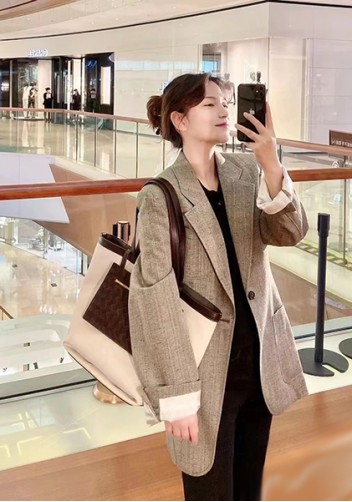 Mia Woven Leather Canvas Tote Choco