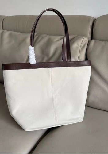 Mia Woven Leather Canvas Tote Choco