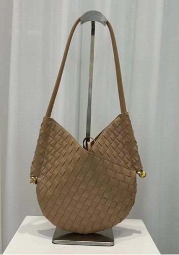 Mia Woven Leather Slim Shoulder Strap Bag Beige