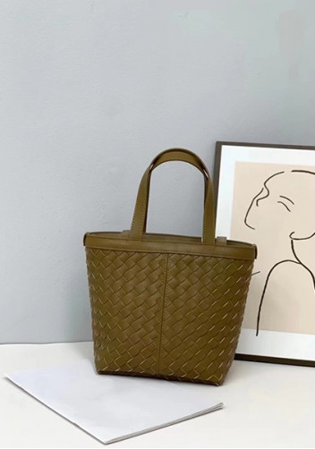 Mia Woven Leather Flip Flap Tote Acorn