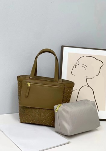Mia Woven Leather Flip Flap Tote Acorn