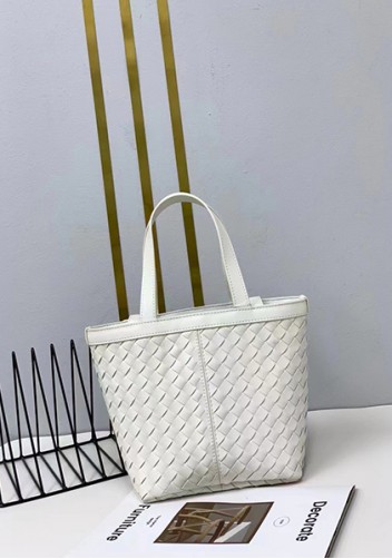 Mia Woven Leather Flip Flap Tote Cream