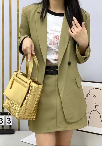 Mia Woven Leather Flip Flap Tote Gold