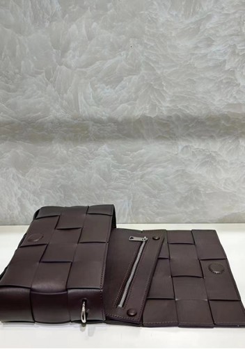 Mia Woven Leather Shoulder Bag With Cube Choco