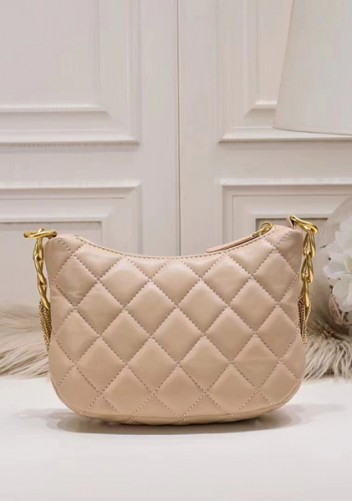 Adele Lambskin Chain Hobo Beige