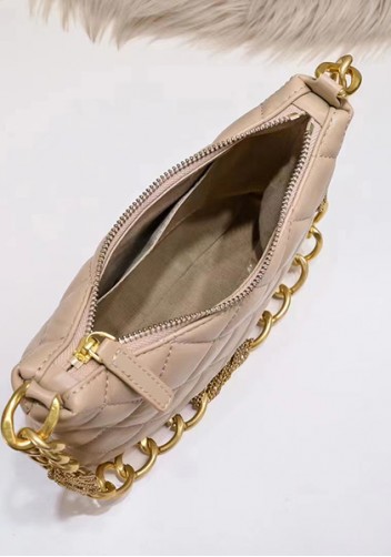 Adele Lambskin Chain Hobo Beige