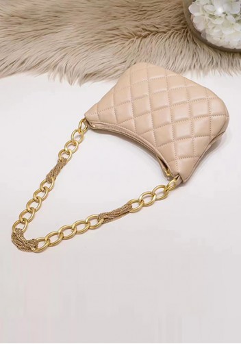 Adele Lambskin Chain Hobo Beige