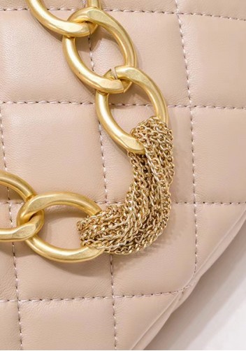 Adele Lambskin Chain Hobo Beige