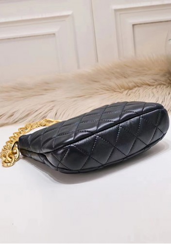 Adele Lambskin Chain Hobo Black