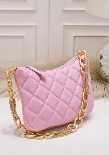 Adele Lambskin Chain Hobo Pink