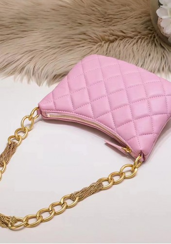 Adele Lambskin Chain Hobo Pink