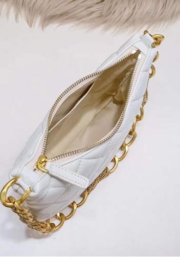 Adele Lambskin Chain Hobo White